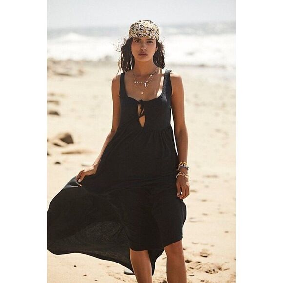 NWT FREE PEOPLE BEACH GEORGIA MAXI DRESS IN BLACK - Picture 1 of 3